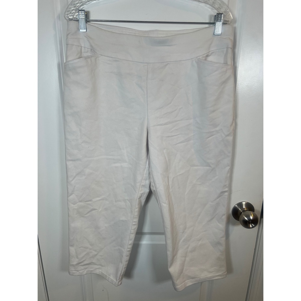 The Effortless Stretch Capri Womens White Pull On Cropped Pants Size 12 Flawed